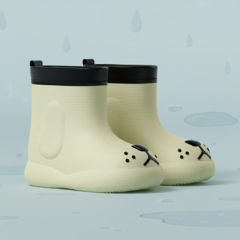 PuddlePaws Kids – Wasserdicht und verspielt - Woof Regenstiefel Creme / 185 (4–4.5 Jahre/ 18.5 cm) | Pädagogisches Holzspielzeug von Mein Kleines Baby