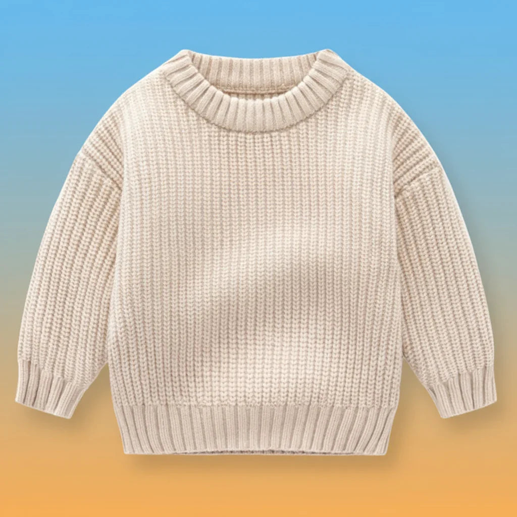 PureSoft – Classic & Cozy - Ensfarvet strikket trøje Beige / 80 (1–1.5 år) | Pädagogisches Holzspielzeug von Mein Kleines Baby