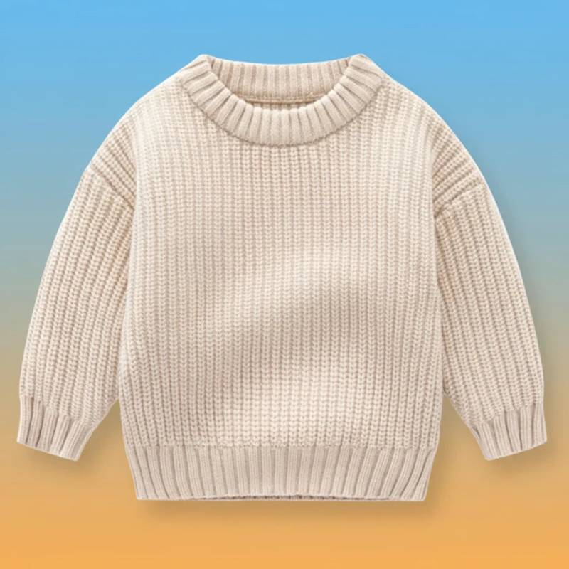 PureSoft – Classic & Cozy - Ensfarvet strikket trøje Beige / 80 (1–1.5 år) | Pädagogisches Holzspielzeug von Mein Kleines Baby