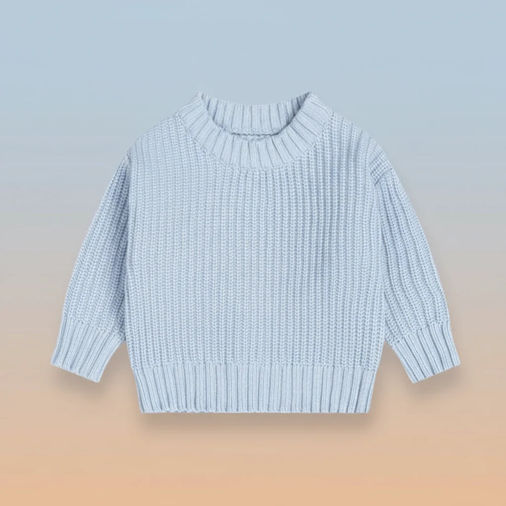 PureSoft– Klassisch&Gemütlich - Solider Strickpulli Blau / 100 (3 Jahre) | Pädagogisches Holzspielzeug von Mein Kleines Baby