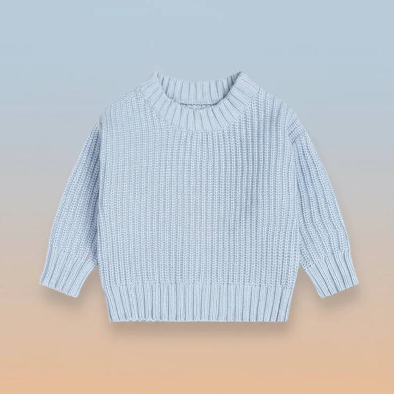 PureSoft– Klassisch&Gemütlich - Solider Strickpulli Blau / 100 (3 Jahre) | Pädagogisches Holzspielzeug von Mein Kleines Baby