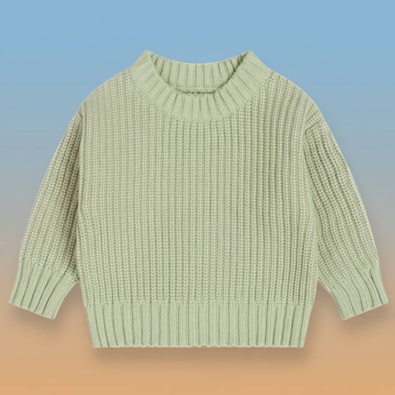 PureSoft– Klassisch&Gemütlich - Solider Strickpulli Hellgrün / 100 (3 Jahre) | Pädagogisches Holzspielzeug von Mein Kleines Baby