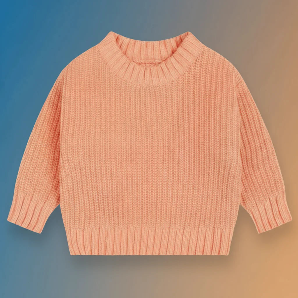 PureSoft– Klassisch&Gemütlich - Solider Strickpulli Orange / 100 (3 Jahre) | Pädagogisches Holzspielzeug von Mein Kleines Baby