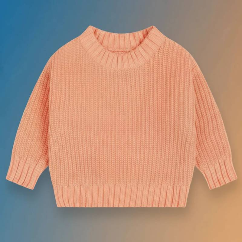 PureSoft– Klassisch&Gemütlich - Solider Strickpulli Orange / 100 (3 Jahre) | Pädagogisches Holzspielzeug von Mein Kleines Baby