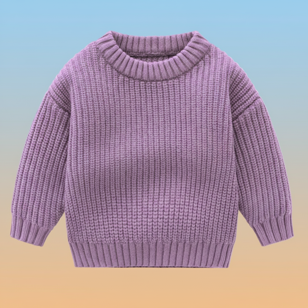 PureSoft– Klassisch&Gemütlich - Solider Strickpulli Violett / 110 (4 Jahre) | Pädagogisches Holzspielzeug von Mein Kleines Baby
