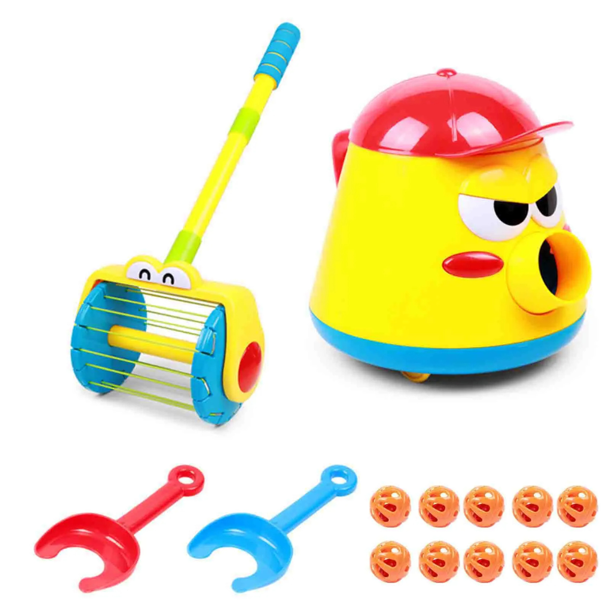 Push Cleaner Toy™ - So wird das Aufräumen zum Spaß - Staubsauger-Set Push Cleaner Toy™ + Ball-Werfer (inkl. 10 Bälle) | Pädagogisches Holzspielzeug von Mein Kleines Baby
