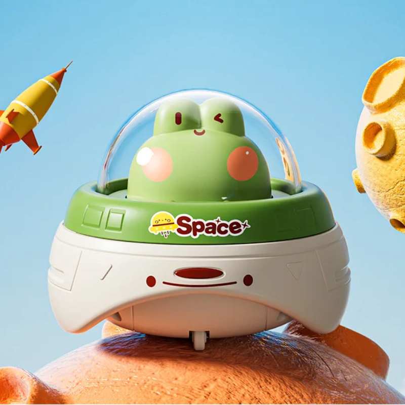Push and Go UFO Toy – Motorik & Spiel – UFO Spielzeug Frosch | Pädagogisches Holzspielzeug von Mein Kleines Baby