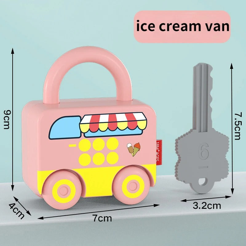 Puzzle Locks™ – Spielen und Lernen - Montessori-Spielzeug Eiscreme-Wagen | Pädagogisches Holzspielzeug von Mein Kleines Baby