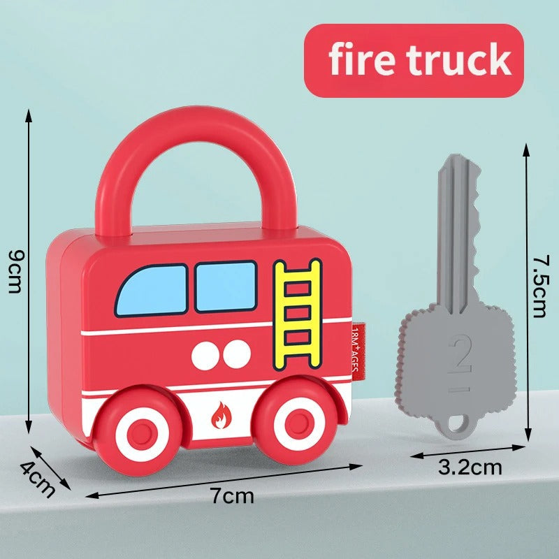 Puzzle Locks™ – Spielen und Lernen - Montessori-Spielzeug Feuerwehrauto | Pädagogisches Holzspielzeug von Mein Kleines Baby