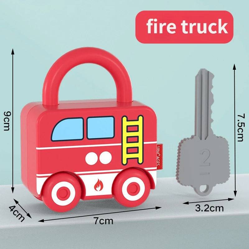 Puzzle Locks™ – Spielen und Lernen - Montessori-Spielzeug Feuerwehrauto | Pädagogisches Holzspielzeug von Mein Kleines Baby