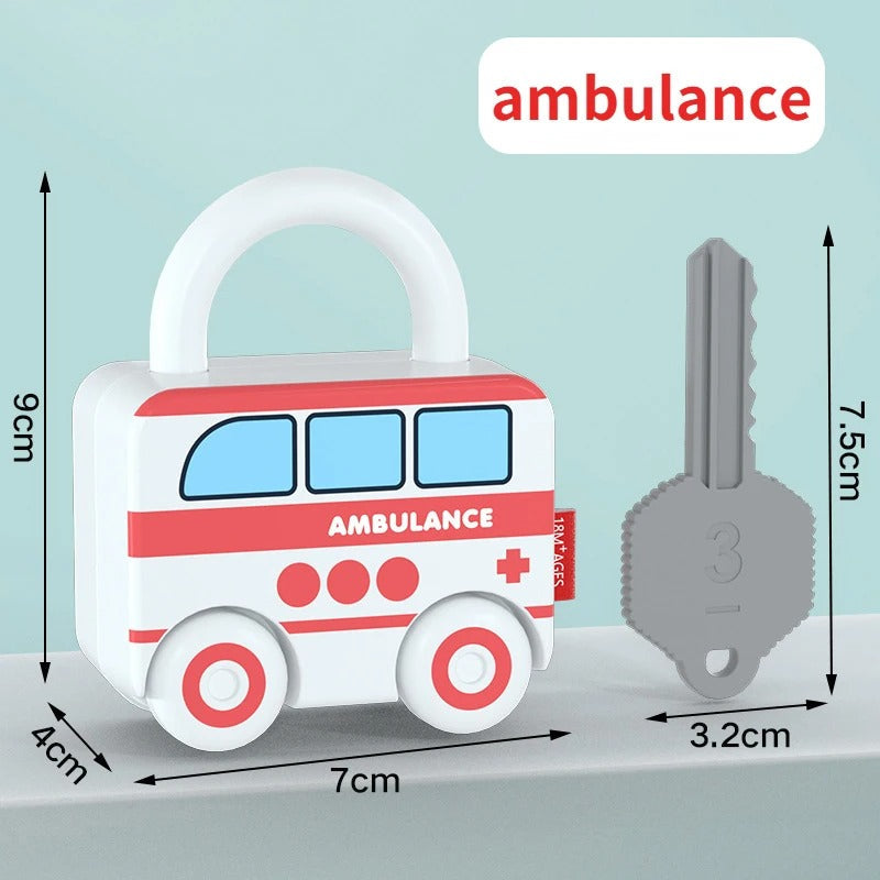 Puzzle Locks™ – Spielen und Lernen - Montessori-Spielzeug Rettungswagen | Pädagogisches Holzspielzeug von Mein Kleines Baby