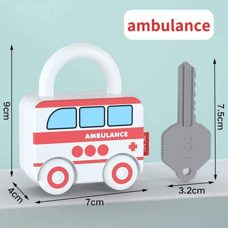 Puzzle Locks™ – Spielen und Lernen - Montessori-Spielzeug Rettungswagen | Pädagogisches Holzspielzeug von Mein Kleines Baby