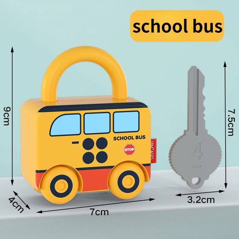 Puzzle Locks™ – Spielen und Lernen - Montessori-Spielzeug Schulbus | Pädagogisches Holzspielzeug von Mein Kleines Baby