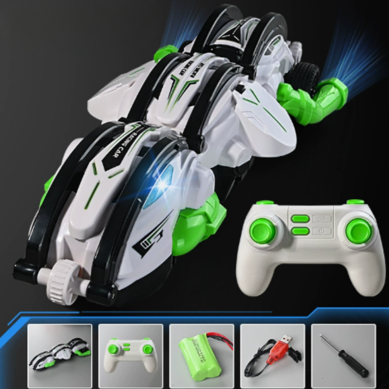 RC Snake Car™ - Meisterhafte Stunts - Flexicar Weiß-Grün | Pädagogisches Holzspielzeug von Mein Kleines Baby