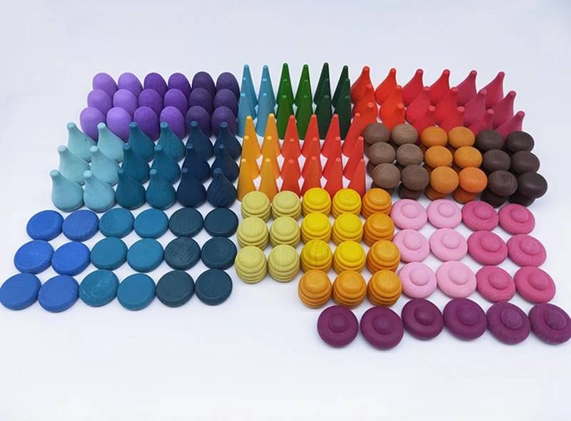 Rainbow Blocks™ – Kreativer Färbespaß – Hölzernes Ausmalspiel-Set 162 Einheiten | Pädagogisches Holzspielzeug von Mein Kleines Baby