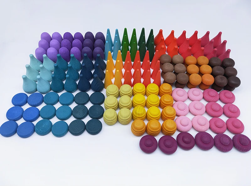 Rainbow Blocks™ – Kreativer Färbespaß – Hölzernes Ausmalspiel-Set 162 Einheiten | Pädagogisches Holzspielzeug von Mein Kleines Baby
