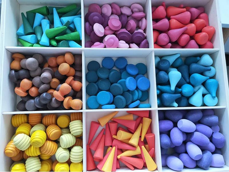 Rainbow Blocks™ – Kreativer Färbespaß – Hölzernes Ausmalspiel-Set 324 Einheiten | Pädagogisches Holzspielzeug von Mein Kleines Baby