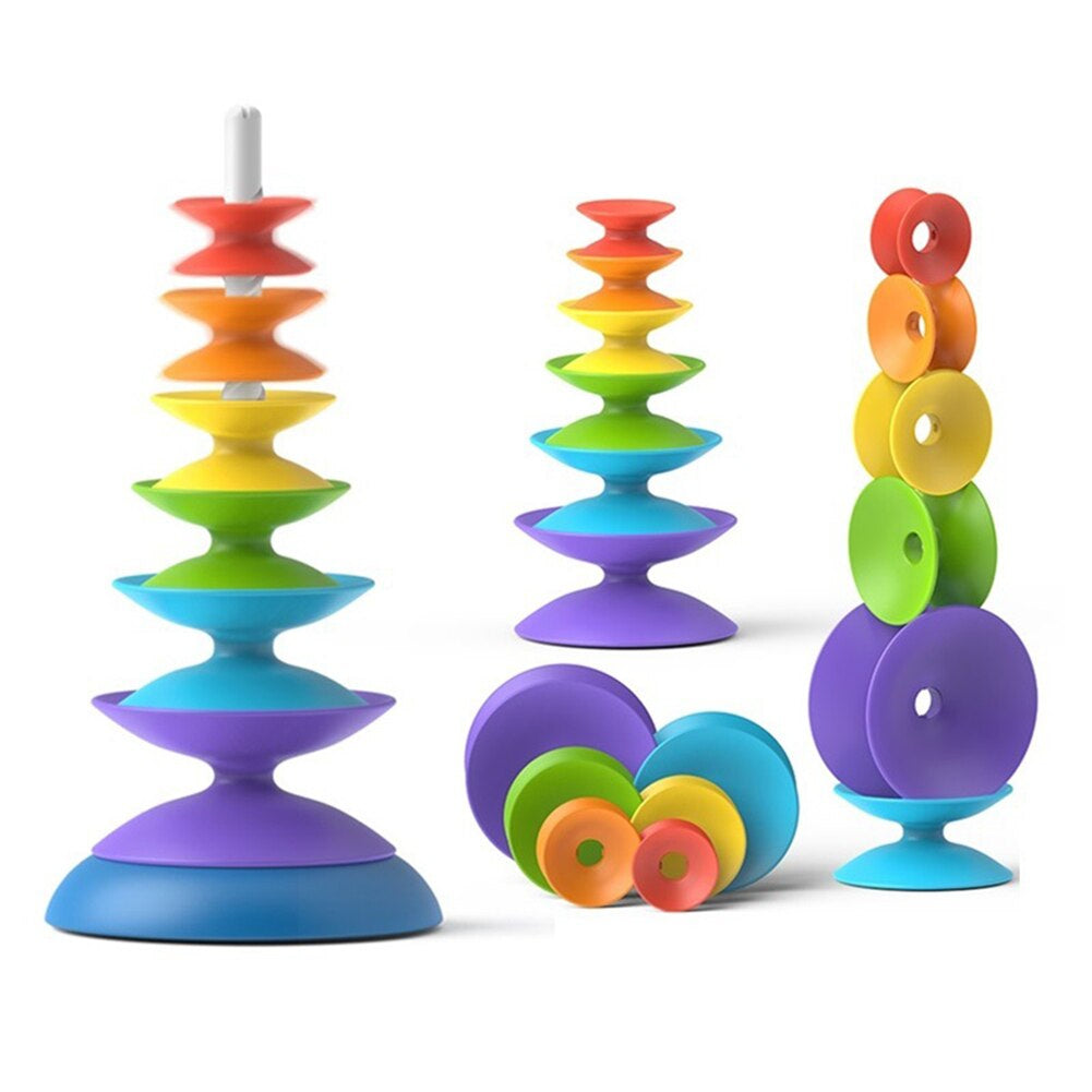 Rainbow Stacking Toy™ - Stapelspaß in der Höhe - Diabolo-Stapelturm | Pädagogisches Holzspielzeug von Mein Kleines Baby