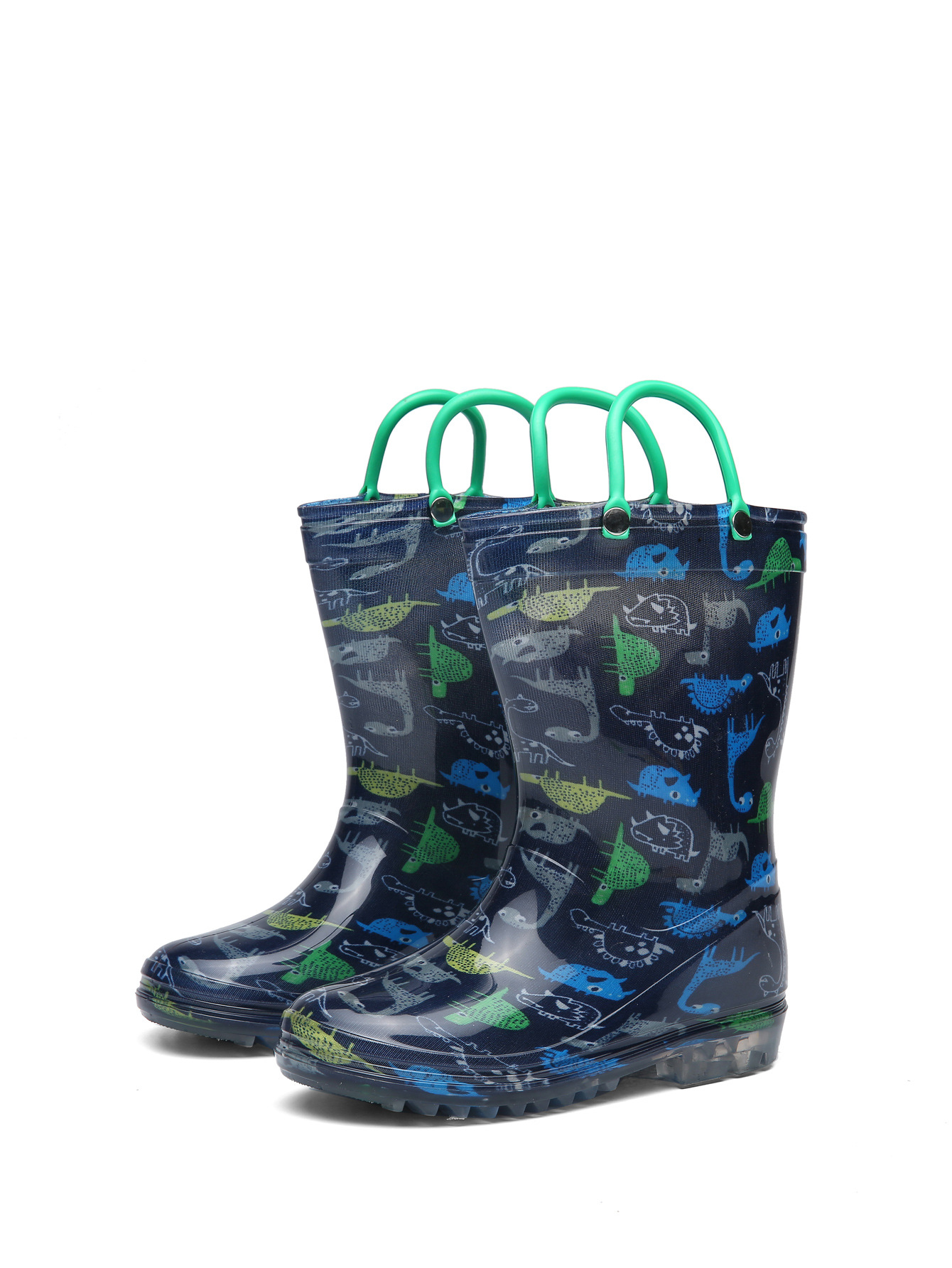 RainySteps– Bequem&wasserdicht– Regenstiefel mit Print&Schlaufe Dinosaurier / 34 (7-8 Jahre) | Pädagogisches Holzspielzeug von Mein Kleines Baby