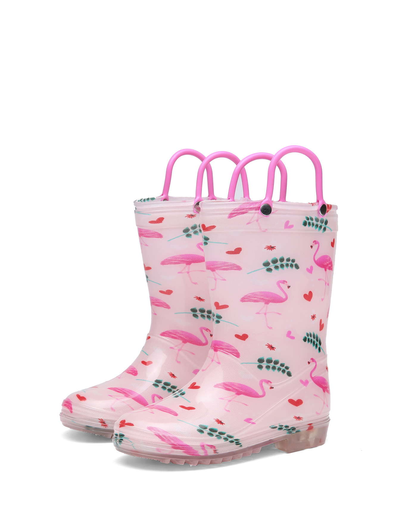RainySteps – Bequem & wasserdicht – Regenstiefel mit Print & Schlaufe Flamingos / 34 (7-8 Jahre) | Pädagogisches Holzspielzeug von Mein Kleines Baby