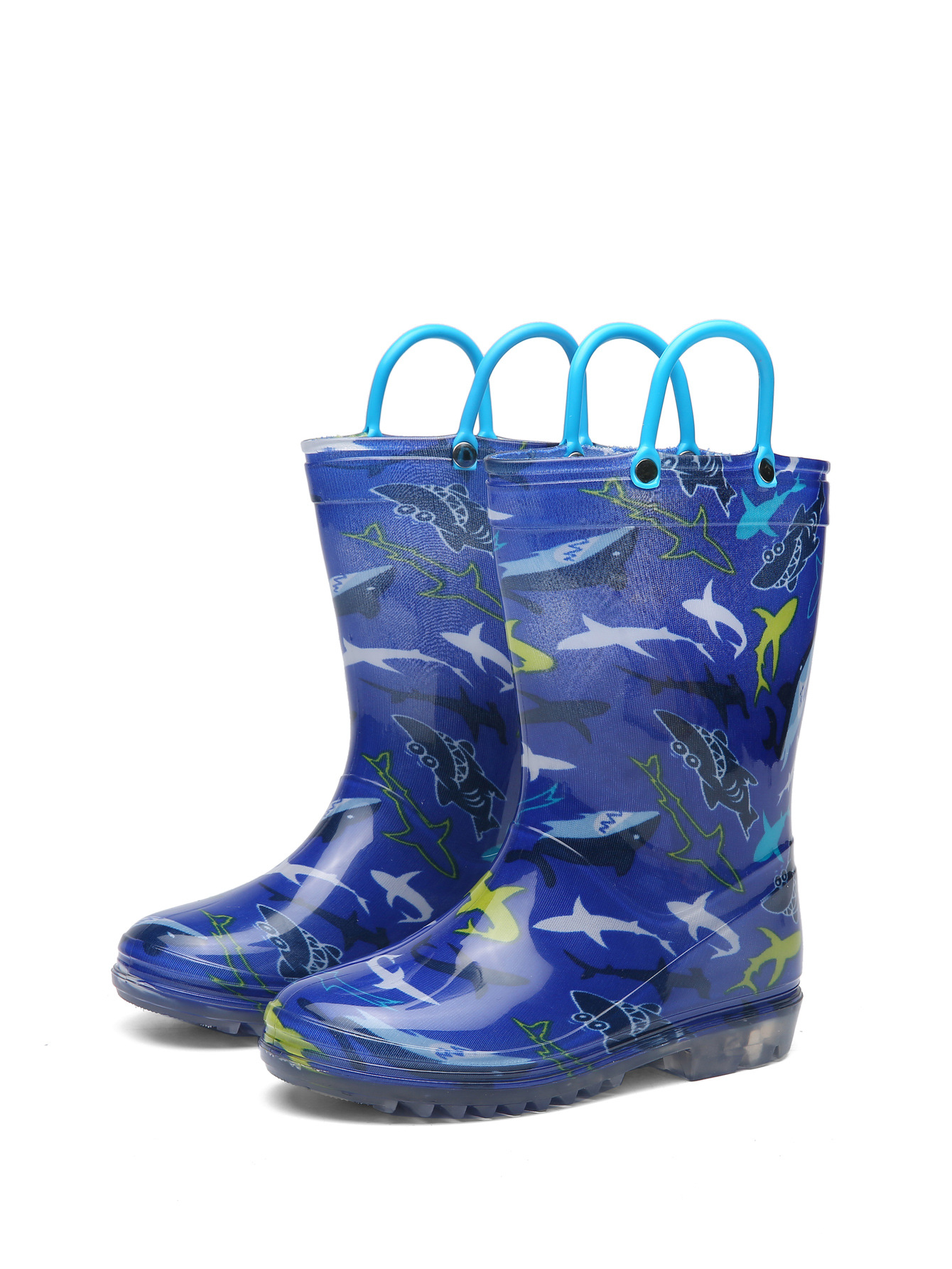 RainySteps – Bequem & wasserdicht – Regenstiefel mit Print & Schlaufe Haie / 31 (5-5.5 Jahre) | Pädagogisches Holzspielzeug von Mein Kleines Baby