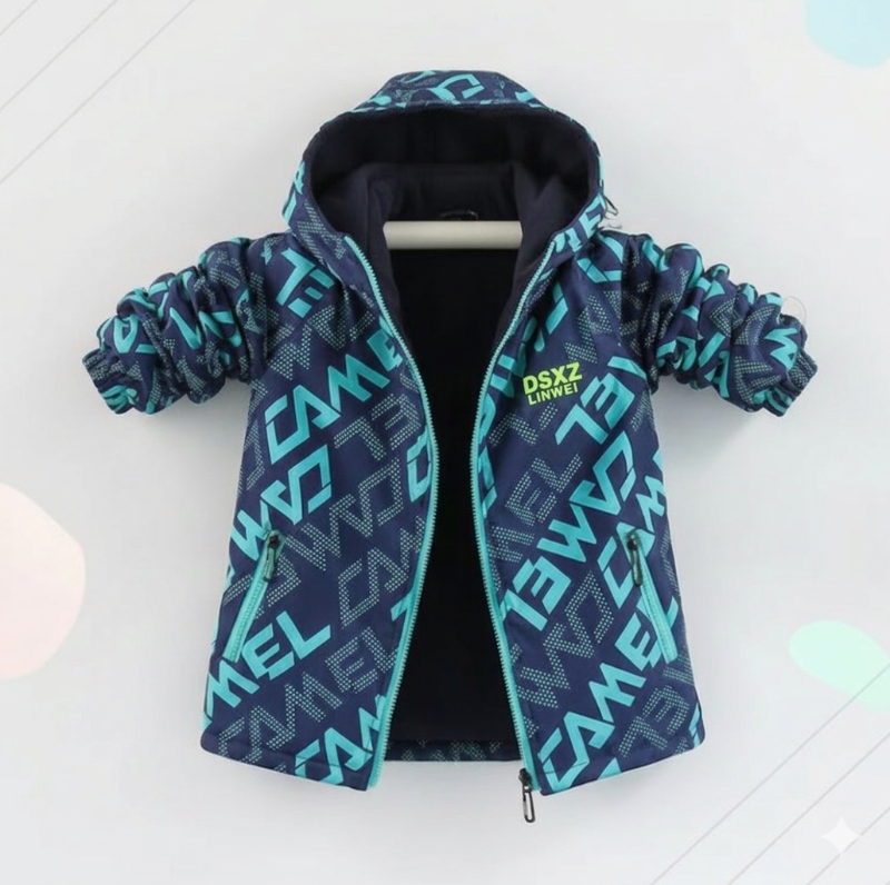 Reversible Kids Jacket – Vandtæt og vindtæt – Letvægtsjakke Grønne bogstaver / 120 (4–5 år) | Pädagogisches Holzspielzeug von Mein Kleines Baby