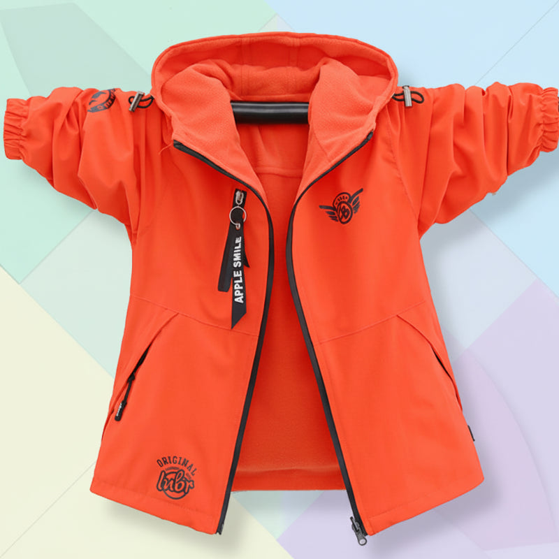 Reversible Kids Jacket – Vandtæt og vindtæt – Letvægtsjakke Orangerød / 150 (9–10 år) | Pädagogisches Holzspielzeug von Mein Kleines Baby