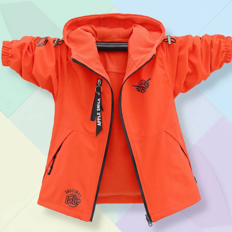 Reversible Kids Jacket – Vandtæt og vindtæt – Letvægtsjakke Orangerød / 150 (9–10 år) | Pädagogisches Holzspielzeug von Mein Kleines Baby