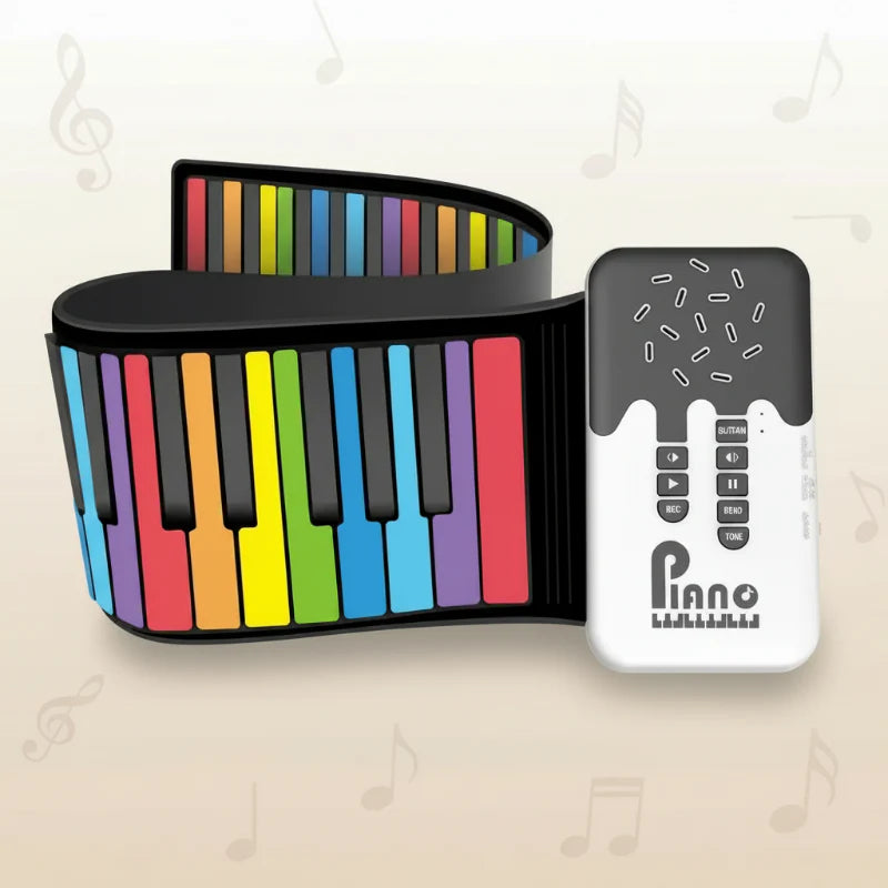 Roll-up Piano Keyboard– Kreativ&lehrreich– Zusammenklappbares Klavier Regenbogen | Pädagogisches Holzspielzeug von Mein Kleines Baby