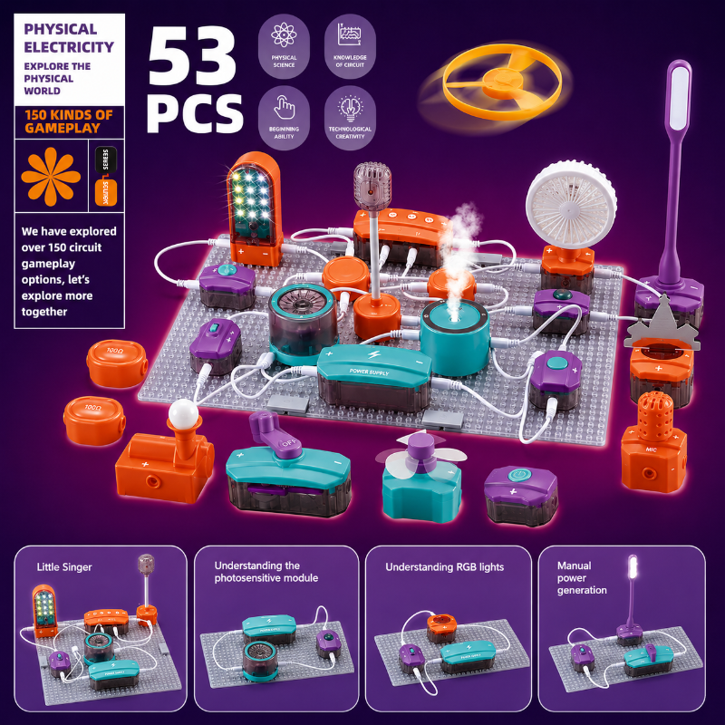 STEM Electronic Building Kit – Lehrreich & Technisch – Experimentierset für Schaltkreise Fortgeschrittene Schaltungslehre | Pädagogisches Holzspielzeug von Mein Kleines Baby