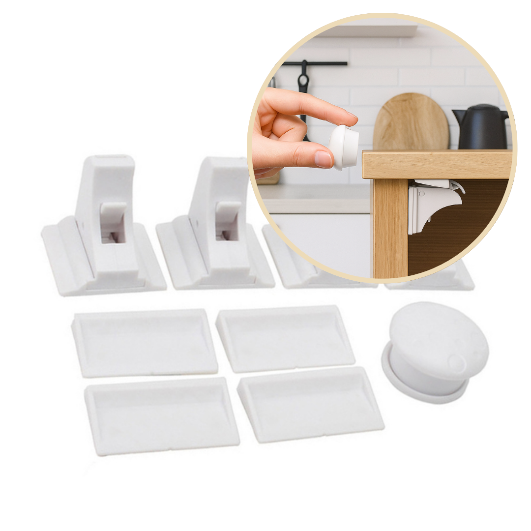 SafeSpace Click– Unsichtbarer Schutz – Magnetische Kindersicherung ohne Bohren 4x Lockie inkl. 1x Schlüssel | Pädagogisches Holzspielzeug von Mein Kleines Baby