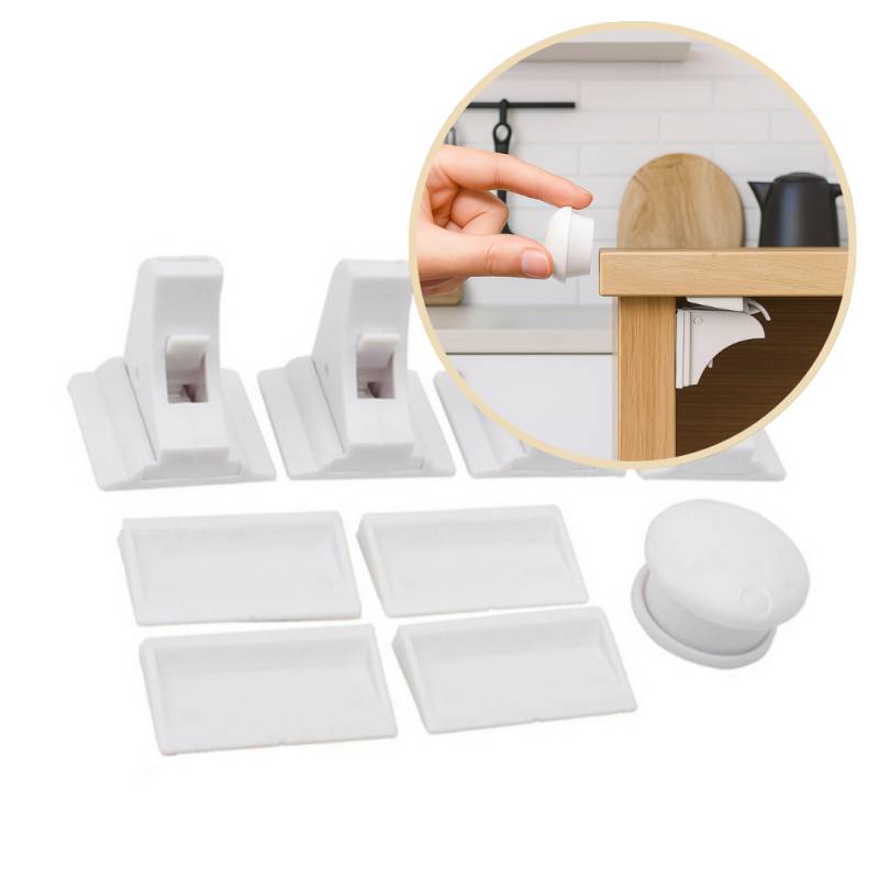 SafeSpace Click– Unsichtbarer Schutz – Magnetische Kindersicherung ohne Bohren 4x Lockie inkl. 1x Schlüssel | Pädagogisches Holzspielzeug von Mein Kleines Baby