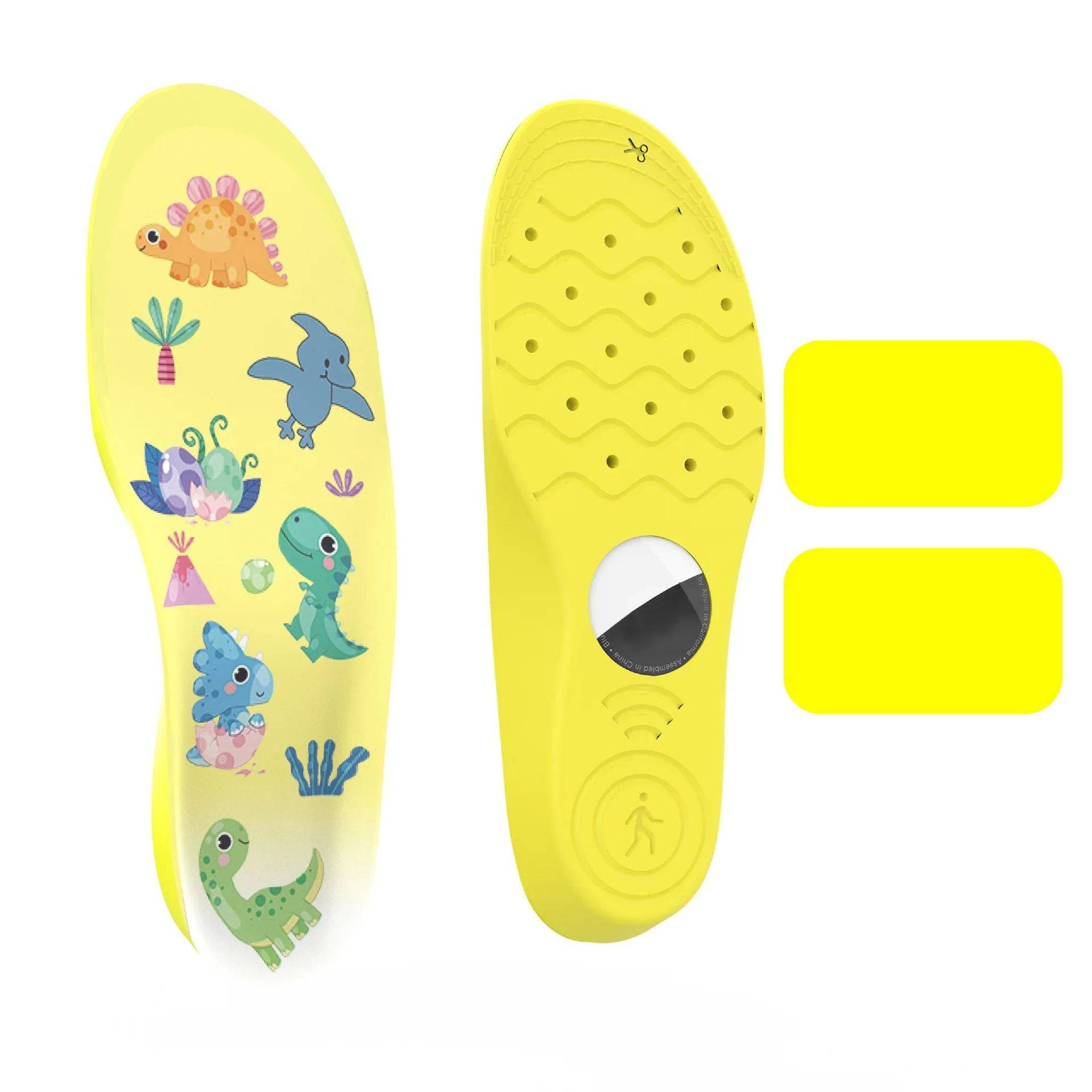 SafeSteps– Seelenfrieden für unterwegs - Airtag Einlegesohle Gelb / 21-24 (1.5-3 Jahre) | Pädagogisches Holzspielzeug von Mein Kleines Baby