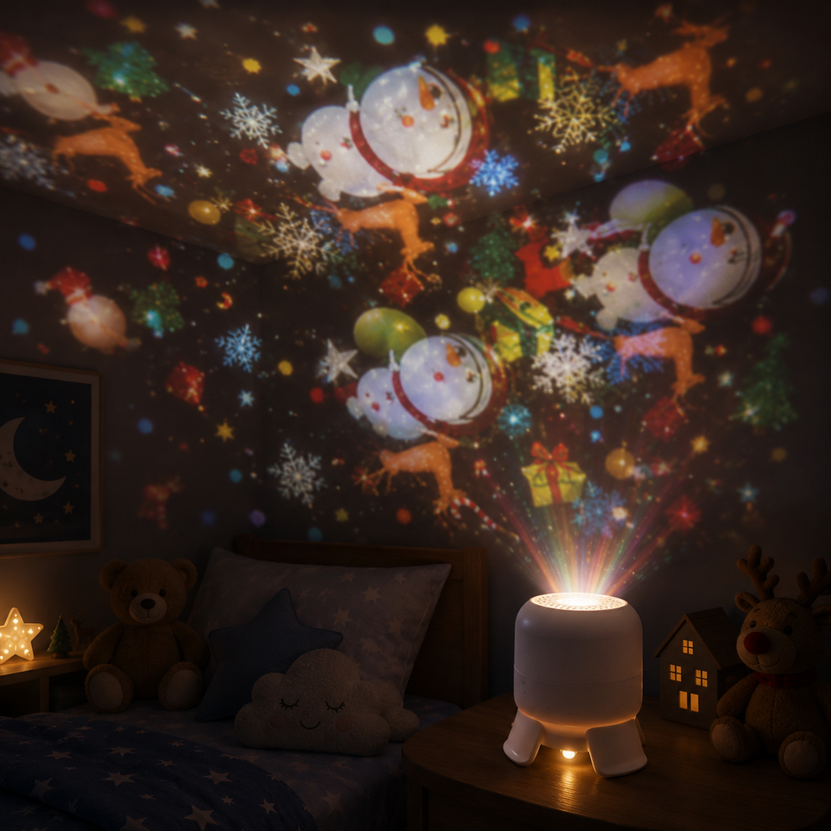 SeaDream – Spielerisch & lehrreich – 360° drehbares LED-Nachtlicht Weihnachten | Pädagogisches Holzspielzeug von Mein Kleines Baby