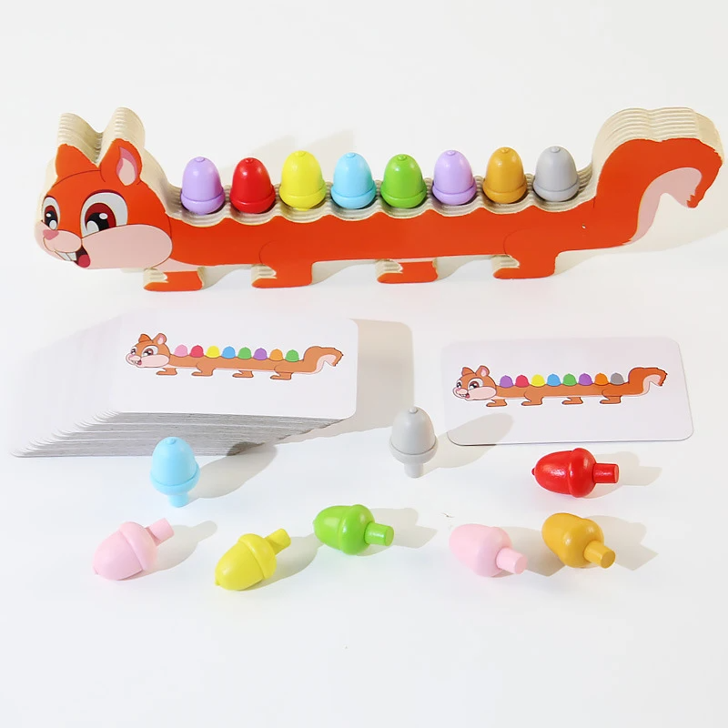 Sensory Color Sticks™ – Ausmalen&Tiere - Farbsortierspi Eichhörnchen | Pädagogisches Holzspielzeug von Mein Kleines Baby