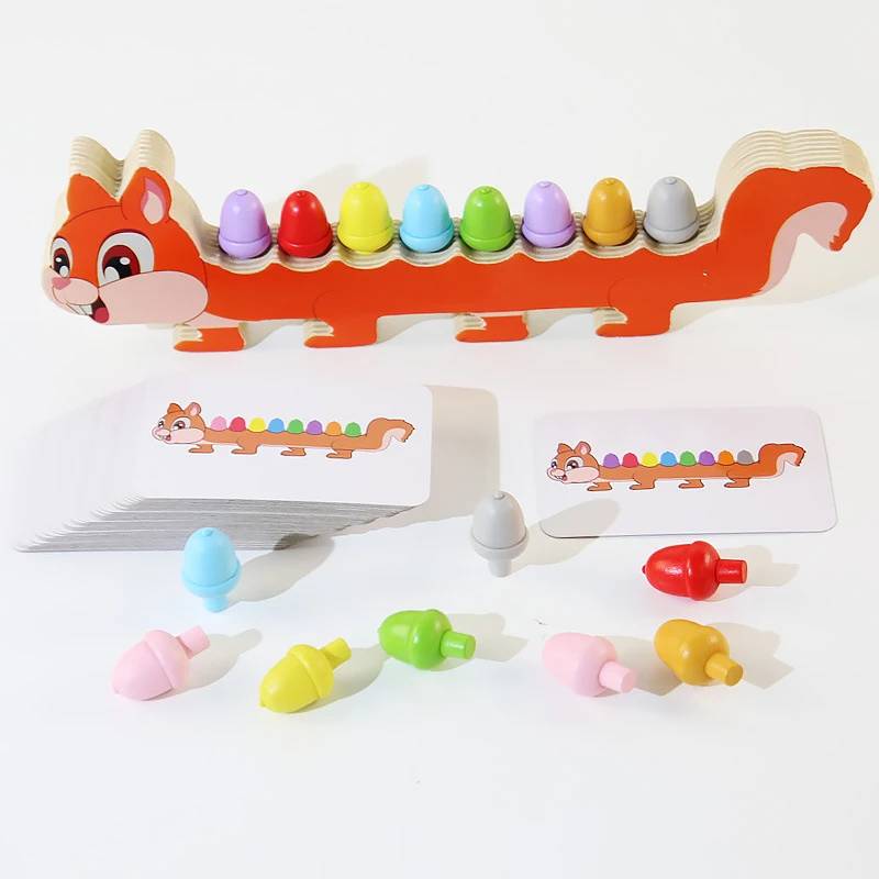 Sensory Color Sticks™ – Ausmalen&Tiere - Farbsortierspi Eichhörnchen | Pädagogisches Holzspielzeug von Mein Kleines Baby