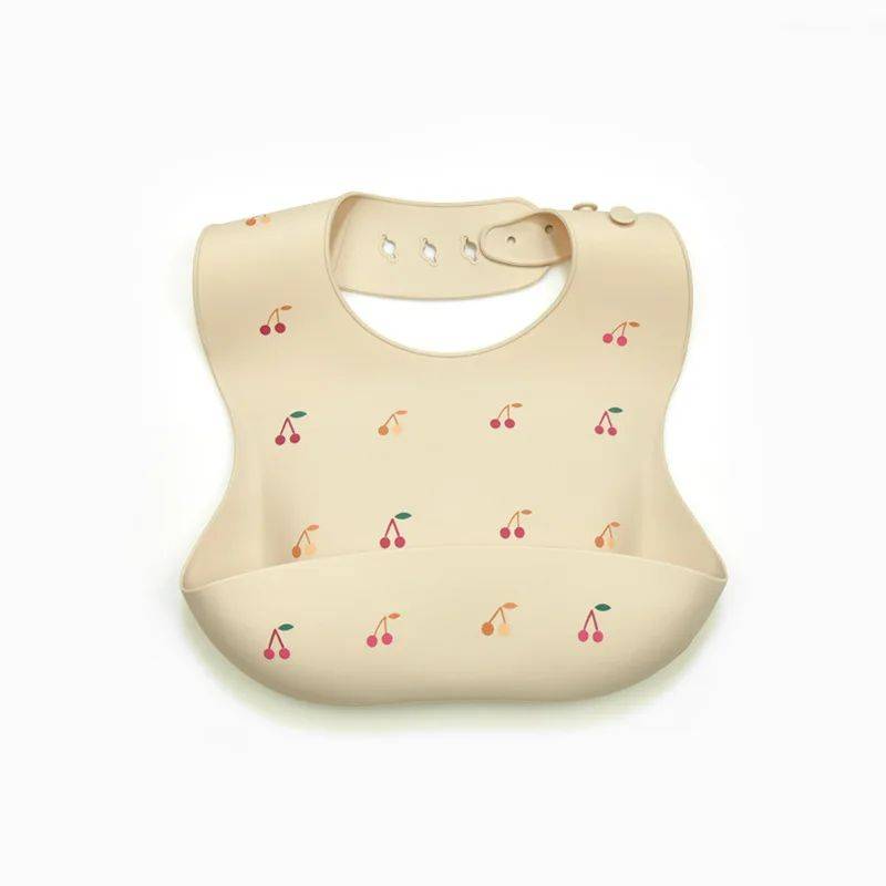 Silicone Bib - Wasserdicht und modisch - Baby-Lätzchen aus Silikon Kirsche | Pädagogisches Holzspielzeug von Mein Kleines Baby