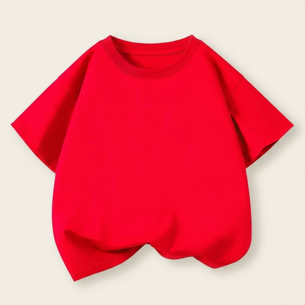 SimpleWear– Lässig&Weich– Relax Fit T-Shirt mit Rundhalsausschnitt Rot / 120 (6–7 Jahre) | Pädagogisches Holzspielzeug von Mein Kleines Baby