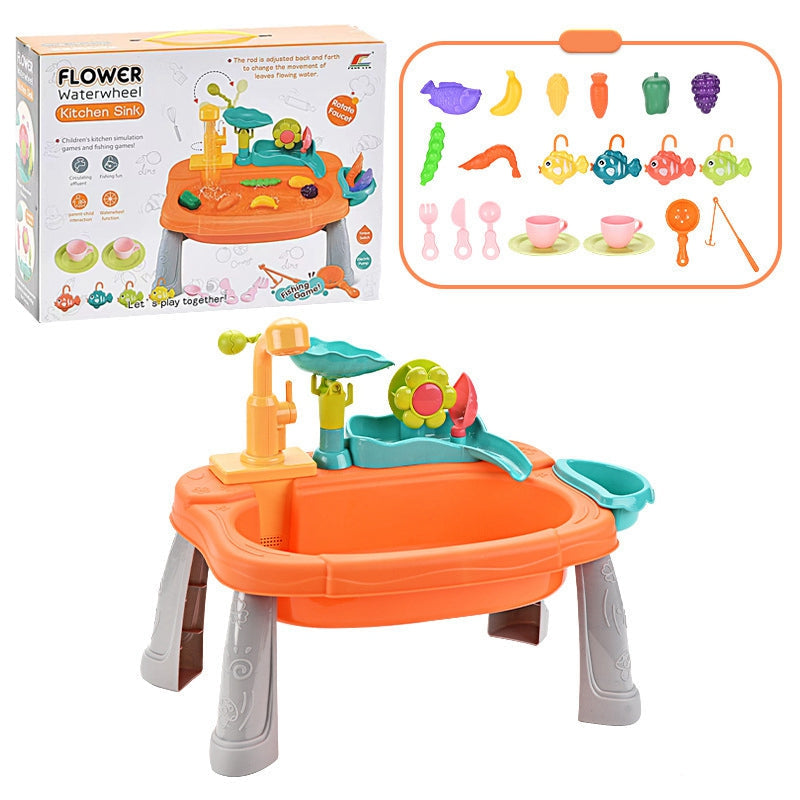 SinkPlay – Fantasie & Entwicklung – 2-in-1-Spielwaschbecken & Fischspiel Orange | Pädagogisches Holzspielzeug von Mein Kleines Baby