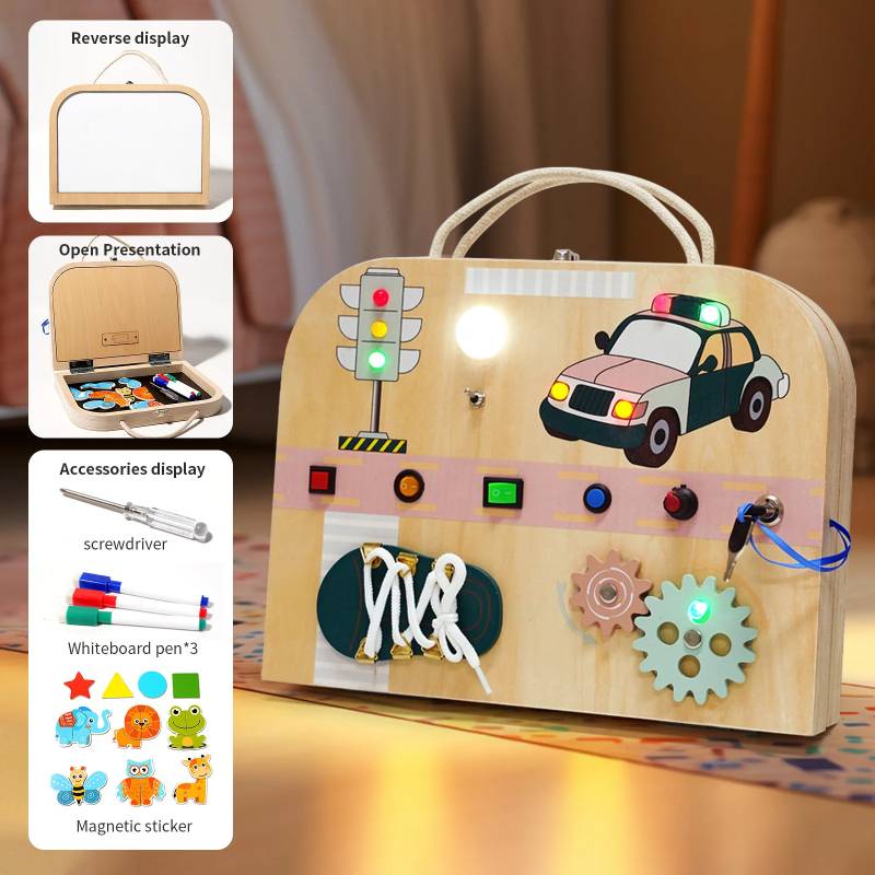 Skill Board™ - Fühlen&Spielen - Sinneskoffer Polizeiauto | Pädagogisches Holzspielzeug von Mein Kleines Baby