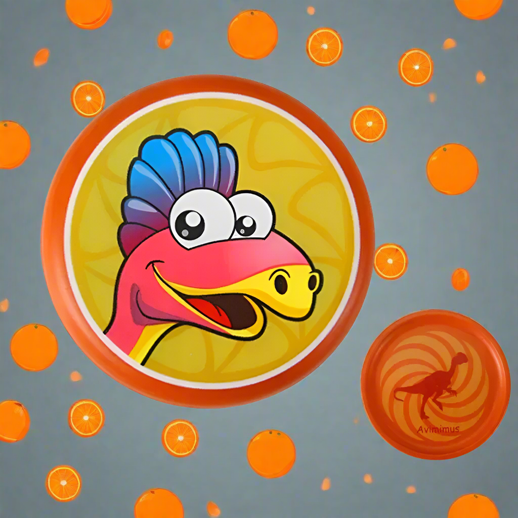 SkyDisk– Interaktiv&unterhaltsam– Dino Frisbee Orange Avimimus | Pädagogisches Holzspielzeug von Mein Kleines Baby