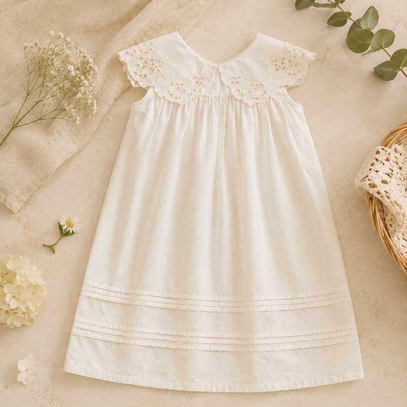 Sleeveless Dress – Elegant & bequem – Kleid mit Spitzenkragen Spitzenblütenblatt / 90 (18–24 Monate) | Pädagogisches Holzspielzeug von Mein Kleines Baby