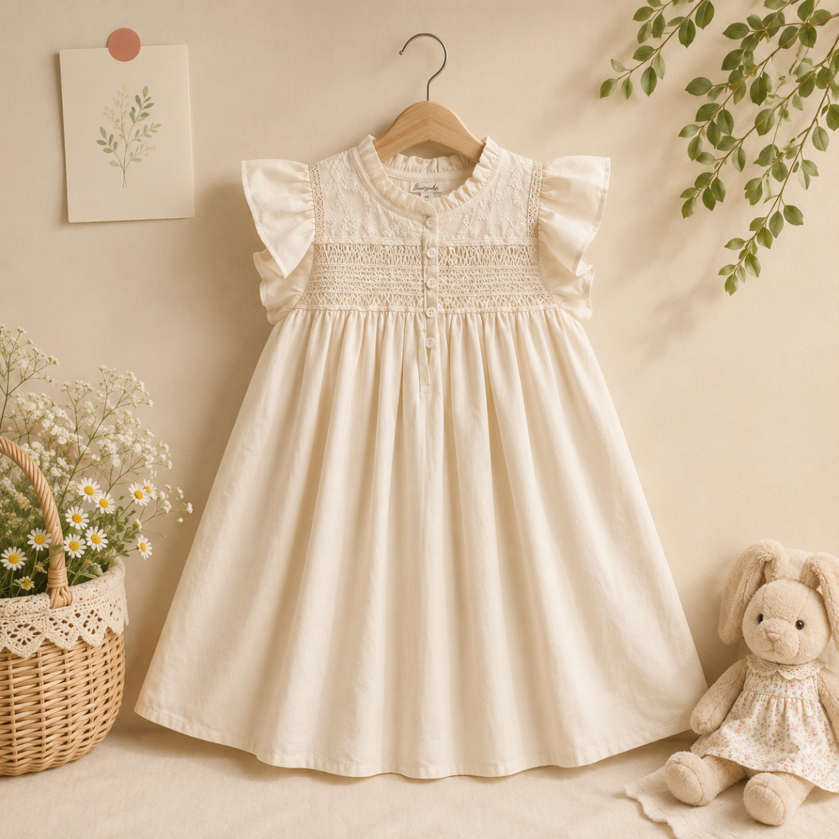 Sleeveless Dress – Elegant & bequem – Kleid mit Spitzenkragen Florale Anmut / 110 (4–5 Jahre) | Pädagogisches Holzspielzeug von Mein Kleines Baby