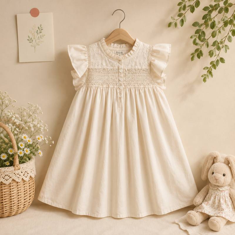 Sleeveless Dress – Elegant & bequem – Kleid mit Spitzenkragen Florale Anmut / 110 (4–5 Jahre) | Pädagogisches Holzspielzeug von Mein Kleines Baby