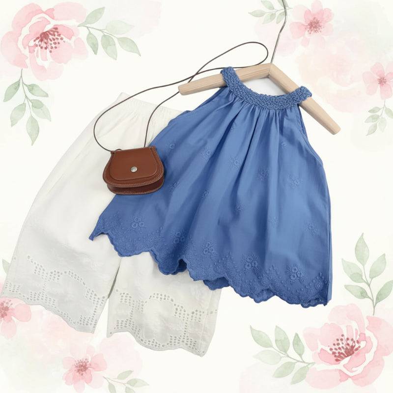 Sleeveless Tops & Pants – Weich & stilvoll – Sommer-Set für Kinder Blau / 140 (7–8 Jahre) | Pädagogisches Holzspielzeug von Mein Kleines Baby