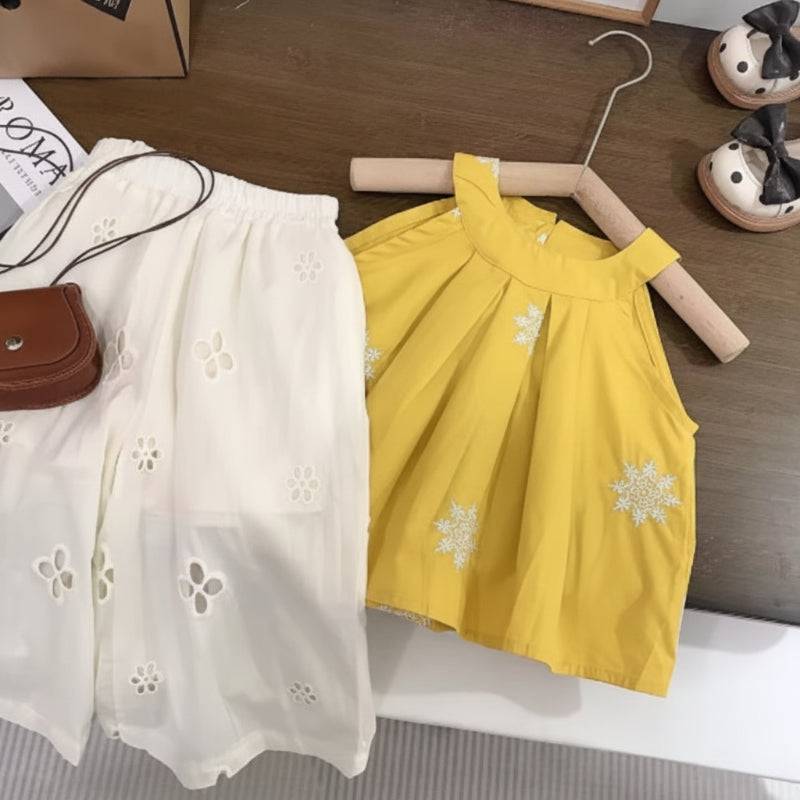 Sleeveless Tops & Pants – Weich & stilvoll – Sommer-Set für Kinder Gelb / 90 (18–24 Monate) | Pädagogisches Holzspielzeug von Mein Kleines Baby