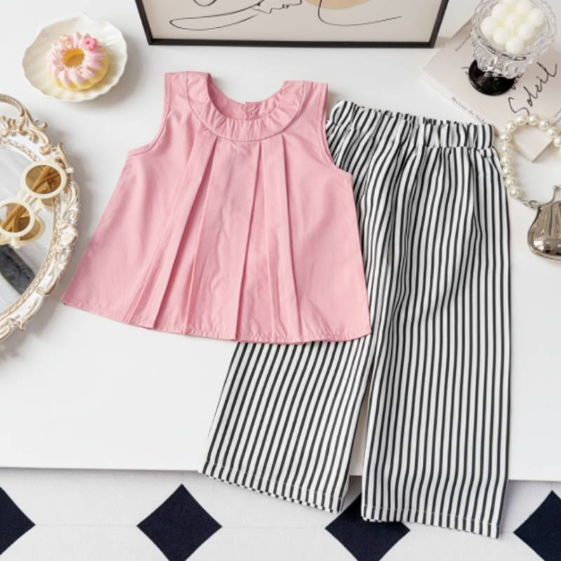 Sleeveless Tops & Pants – Weich & stilvoll – Sommer-Set für Kinder Klassisches Rosa / 110 (3–4 Jahre) | Pädagogisches Holzspielzeug von Mein Kleines Baby