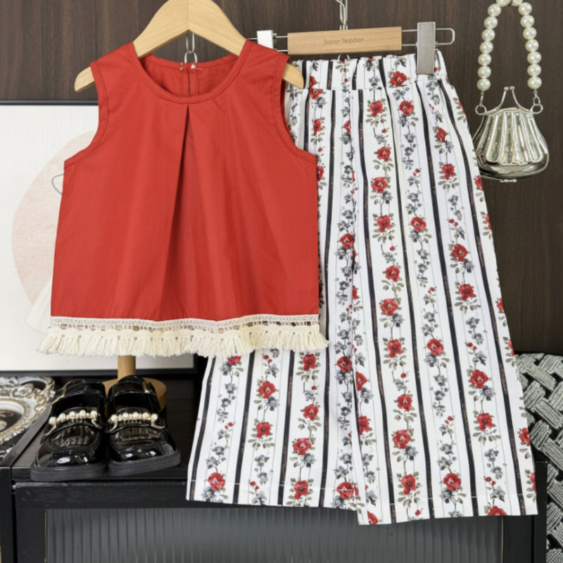 Sleeveless Tops & Pants – Weich & stilvoll – Sommer-Set für Kinder Orange / 100 (2–3 Jahre) | Pädagogisches Holzspielzeug von Mein Kleines Baby
