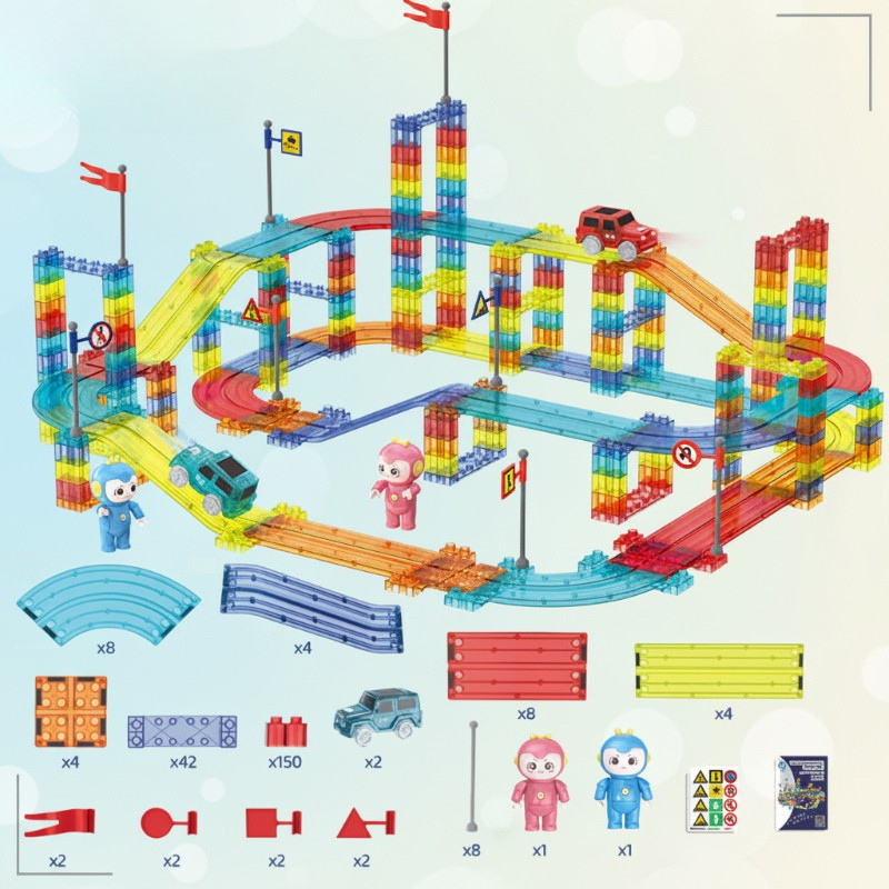 SmartTrack– Bauen&Spielen– Magnetische Kreativwege 240 Stück | Pädagogisches Holzspielzeug von Mein Kleines Baby