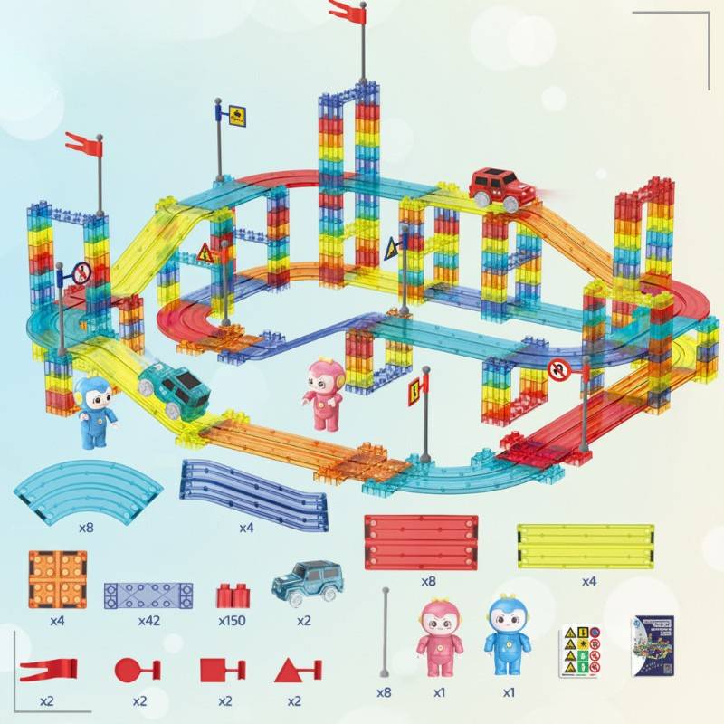 SmartTrack– Bauen&Spielen– Magnetische Kreativwege 240 Stück | Pädagogisches Holzspielzeug von Mein Kleines Baby